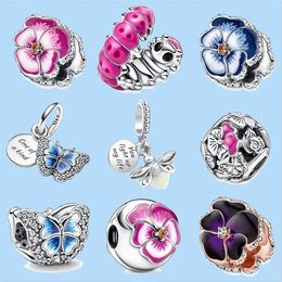 925 Sterling Silver Charms voor Pandora Jewelry Beads Glow-in-the-Dark Firefly Flower Dange Charm Pendant