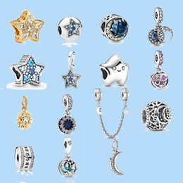 925 Sterling Silver Charms voor Pandora Jewelry Beads NEastamor Nieuwe Sparkling Moon Beads Bead