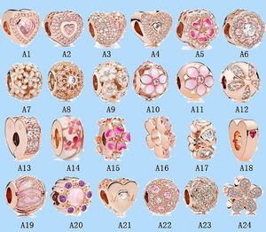 925 Sterling Silver Charms voor Pandora Jewelry Beads Rose Gold Magnolia Heart Beads Diy Fit Original Europeaan