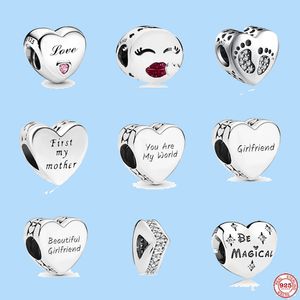 925 Sterling Silver Charms for Pandora Jewelry kralen bengelen hart wees magisch, je bent mijn wereldvriendin kraal