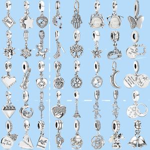 925 Sterling Silver Charms voor Pandora Jewelry Beads 45 stijlen Solid Color Silver Color Pendant Flower Boy Girl Family Dange