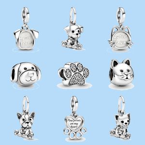 925 Sterling Silver Charms voor Pandora Jewelry Beads Dog Puppy Cat Paw Hanger Charms Bead Pendant