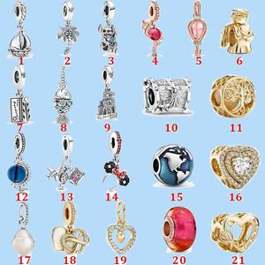 Breloques en argent sterling 925 pour perles de bijoux pandora New Ocean Glass Beads Earth Pearl Beads Love Heart Blue Crysta