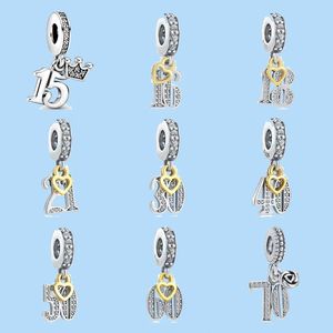 925 Sterling Silver Charms for Pandora Jewelry Beads Diy Hanger Dames Schakelbanden Braads Verjaardagsnummers 16 18