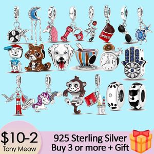 925 breloques en argent sterling pour perles de bijoux pandora 925 Bracelet New Octopus Fish Monkey Dog Turtle charm set Pendentif DIY