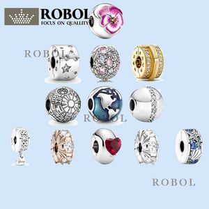 925 breloques en argent sterling pour perles de bijoux pandora Bijoux rond Solitaire Clip boîte en gros