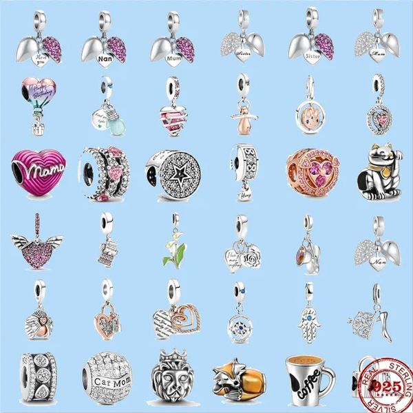 Breloques en argent sterling 925 pour perles de bijoux pandora Sparkling Bulb Pacifier Balloon Angel Wings Beads