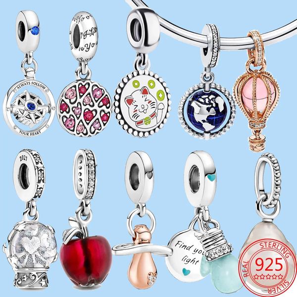 Breloques en argent sterling 925 pour perles de bijoux pandora Dangle Night Light Bulb Baby Pacifier Bead