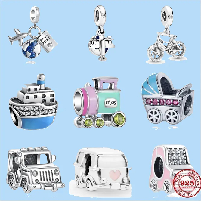 925 sterling silver charms for pandora jewelry beads Train Airplane Car Beads Bead Fit Pandora Charms Bracelet DIY Jewelry Accessories