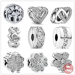 925 Sterling Silver Charms Sparkling Freehand Coeur Entrelacé Coeurs Perle Pendentif Fit Original Perles Original Fit Pandora Bracelet Fabrication de Bijoux DIY Cadeau