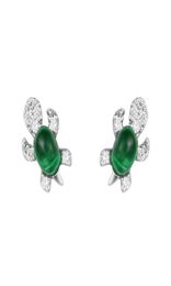 Boucles d'oreilles en argent Sterling 925, tortue rétro Chic, jolie tortue émeraude, animaux, clous d'oreille, pour femmes et filles, GIFT8920662