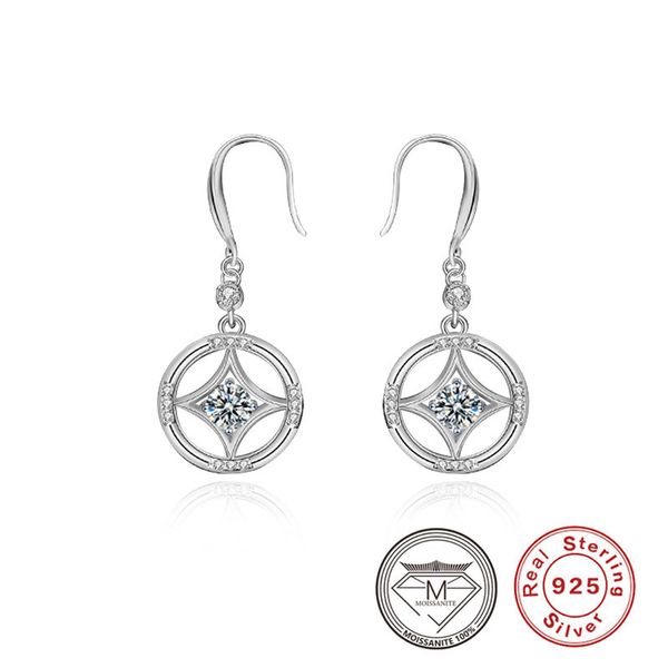 925 argent sterling argent chinois vintage cuivre cuivre boucles d'oreilles piétonnes à brochet réglage 0,5 carat de boucles d'oreilles en diamant Moisanite en diamant