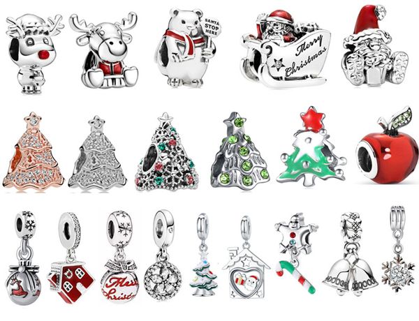 Colgante de campana de coche de calabaza de árbol de serie de Navidad de Plata de Ley 925 para pulsera de dijes pandora regalos de joyería de moda para mujer