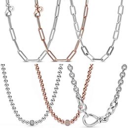 925 Sterling Zilver Chunky Infinity Knoop Kraal Pave Me Link Snake Chain Sliding Ketting voor Populaire Charme Diy Jewelry247o