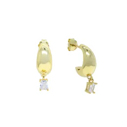 925 Sterling zilveren rechthoek Huggie Hoop Earring Classic Geometric Fashion Jewelry Micro Pave Bling CZ Multi Piercing