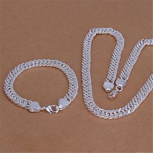 Ensemble de bijoux classiques en argent Sterling 925 pour hommes, chaîne de 10MM, Bracelets, collier, 20/24 pouces, à la mode, cadeaux de fête de mariage et de noël