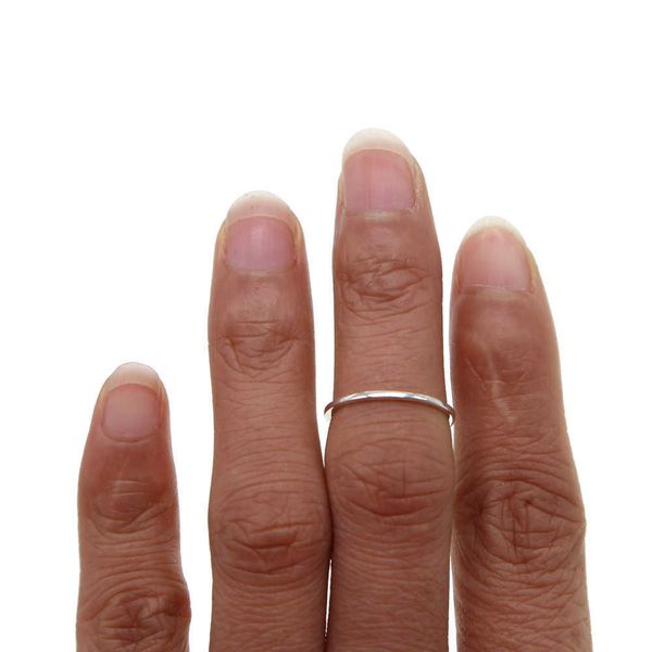 925 argent sterling classique simple bande mince en gros poli brillant taille 4.5 midi jointure bague en argent X0715