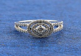 925 STERLING SILVER PONDAS CLARES Clear Sparkling Halo Ring Fit P Joya de joyas Amantes de la boda Anillo de moda para W2140352