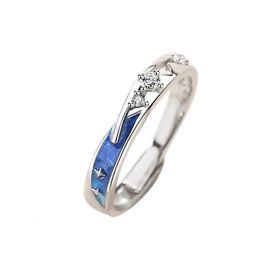 925 Sterling Silver Color Meteor Shower Couple Rings Set for Women Men Commémore Jewelry Romantic Saint Valentin's Day Gift