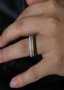 925 STERLING Silver Colorful Stone Black Clear CZ Zircon Engagement Jewelry Eternity Women Band Stacking Rings for Wedding Gift7962883