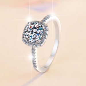 Anillo de compromiso de boda con piedras preciosas de diamantes de moissanita creado en Plata de Ley 925, joyería fina, regalo para mujer entera