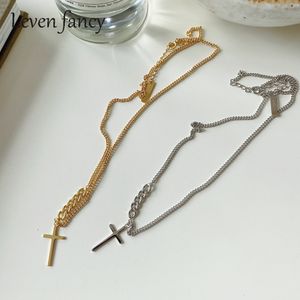 925 Collar de cadena transversal de plata esterlina para mujeres Hombres Damas de lujo Joyas de oro Collares Collares Crucifix Gifts Christian Q0531