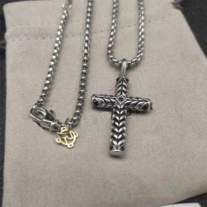 925 Sterling Silver Cross Pendant Designer Dy Necklace Skull Head Set Diamond Gold Sunflower Dy Dames Fashion Vintage Twistage Twisted Chain Sieraden Gift