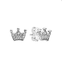 925 Sterling Silver Crown Stud Earring voor Pandora Crystal Diamond Party Sieraden Designer oorbellen voor vrouwen Vriendin Gift schattig oorrang met originele boxset