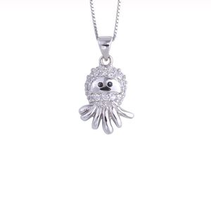 925 Sterling Silver Crystal Leuke CuttleFish Kettingen voor Dames Zirkoon Octopus Hangers Party Mode-sieraden Q0531