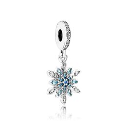 925 argent Sterling cristal neige pendentif breloques boîte de détail perle européenne bracelet à breloques collier fabrication de bijoux Charm284W