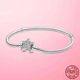 925 Sterling Zilveren Cubic Zirkoon Star Link Snake Bone Ketting Armband voor Dames Fit Originele Pandora Charm Bead DIY Making