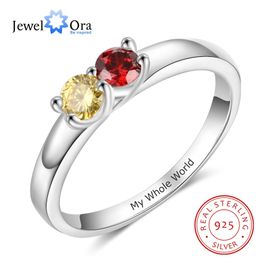 925 Sterling Zilveren Aangepaste Naam Ringen voor Vrouwen Gepersonaliseerde Graveren Moeders Ring met Geboortesteen 925 Fijne Sieraden Gift 220726