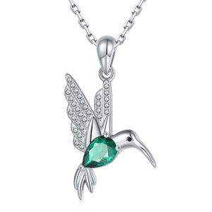 925 Sterling Silver Cute Animal Hummingbird hanger kettingen met stralende zirkonia Crystal Jewelry Mother Day Gifts For Women 240429