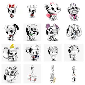 925 Sterling Silver Cute Dog Mouse Beads Charms Women with Original BOX for Pandora Fits 3mm Snake Chain Bracelet Children Birthday Gift DIY Making Jewelry B038