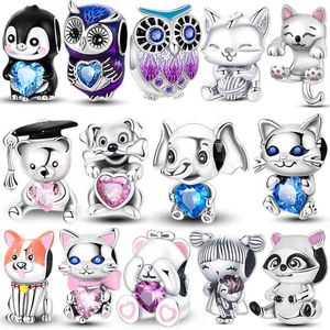 925 argent sterling argent mignon cadins pour animaux de compagnie belles bracelets pando de choux violette