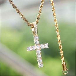 925 Sterling Silver CZ Cross Pendant Solid Micro Jesus Cross Pendant Necklace Men Hip Hop Micro Pave Cubic Zirkon Jewelry252A