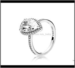 925 STERLING Silver CZ Diamond Tear Ring Set Original Box P Water Femmes Girls Gift Jewelry IEDGW MZAQN6472517