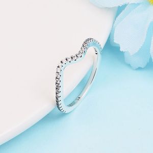 925 Sterling Silver CZ Stones Sparkling Wave Ring Fit Pandora Jewelry Betrokkenheid bruiloftliefhebbers Fashion Ring
