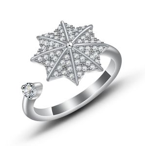 925 Sterling Silver Daisy Bee Ring - Elegante mode -sieraden voor dames met saffiercitrinekristallen, verstelbaar