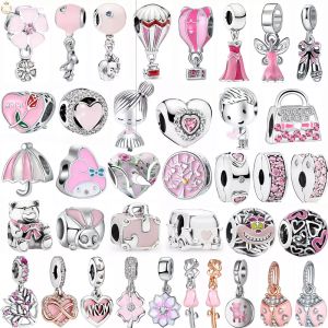 925 Sterling Silver Dangle Charm 1 Pcs Nouveau Rose Lapin Coccinelle Parapluie Sac Pendentif Perles Convient Perle Pour pandora charmes perles en argent sterling