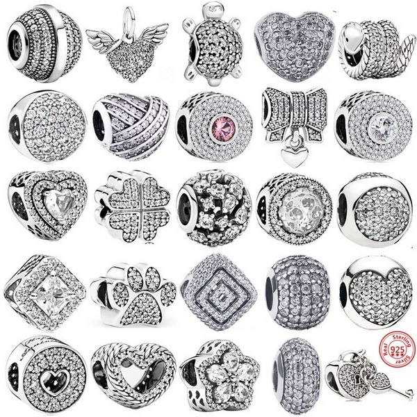 925 Sterling Silver Dangle Charm Ariel Ballon Charme Perle Fit Pandora Charms Bracelet DIY Bijoux Accessoires