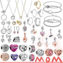 925 Plata esterlina Cuelga el encanto Globo Charm Bead Purple Heart Mom Colgante Beads Bead Fit Pandora Charms Bracelet DIY Jewelry Accessories
