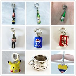 925 Sterling Silver Dangle Charm Bière Rouge Vin Coke Sprite Perles Perle Fit Pandora Charms Bracelet DIY Bijoux Accessoires