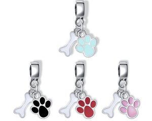 925 Sterling Silver Dangle Charm Btuamb Européenne Petite Déclaration Chien Pied Os Pendentif Perle Fit Pandora Charms Bracelet DIY Bijoux Accessoires