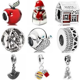 925 Sterling Silver Dangle Charm Btuamb Fresh Style Crystal Esmalte Apple House Snails Snake Safety Beads Bead Fit Pandora Charms Bracelet DIY Jewelry Accessories