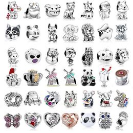 925 Sterling Silver Dangle Charm Couleur Pétard Bull Ox Chien Perle Fit Pandora Charms Bracelet DIY Bijoux Accessoires