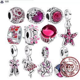 925 Sterling Silver Dangle Charm Couleur Amour Perles Séparées Grand Trou Perle Pour pandora charmes authentiques 925 perles en argent