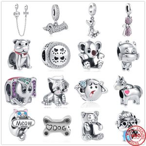 925 Sterling Silver Dange Charm Dog Buddy Dange Beads Bead Fit Pandora Charms Bracelet Desy Sieraden Accessoires