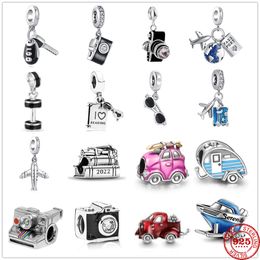 925 Sterling Silver Dangle Charm Dumbbell Camera hanger Charm Bead Fit Pandora Charms Bracelet Desy Sieraden Accessoires