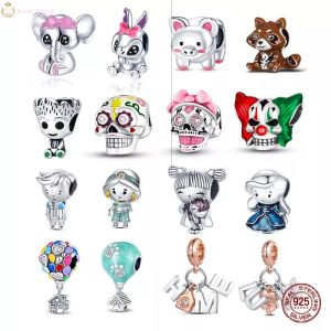 925 Sterling Silver Slewing Charm Elephant Cat Dog Dog Skull Perles Perles pour Pandora Charmes Sterling Silver Perles